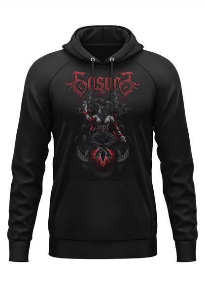 Schwarzes Gothic-Hoodie Eye of Baphomet mit Dämonen-Motiv und Eisuro