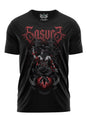 Gothic Metal Shirt: Schwarzes T-Shirt mit dämonischer Baphomet-Grafik und EYE OF BAPHOMET