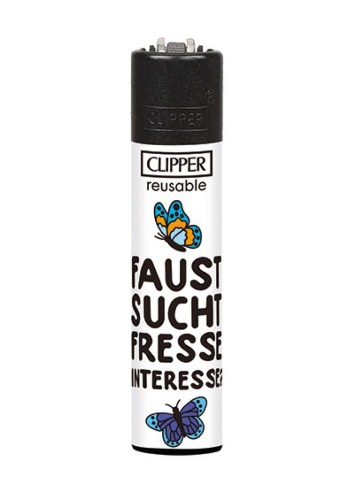 Faust sucht Fresse Interesse / FUCK OFF - Clipper Feuerzeug nachfüllbar