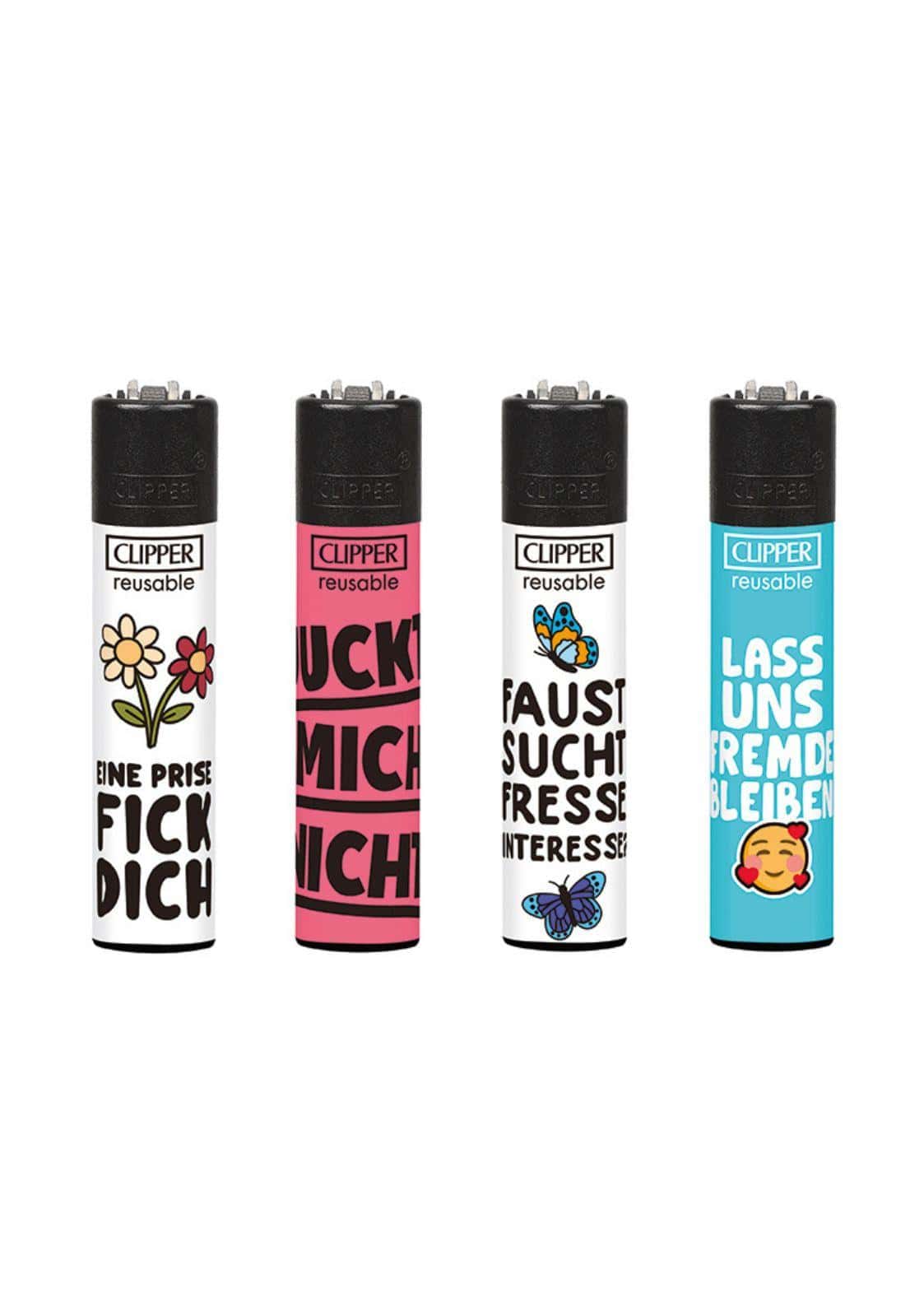 Faust sucht Fresse Interesse / FUCK OFF - Clipper Feuerzeug nachfüllbar