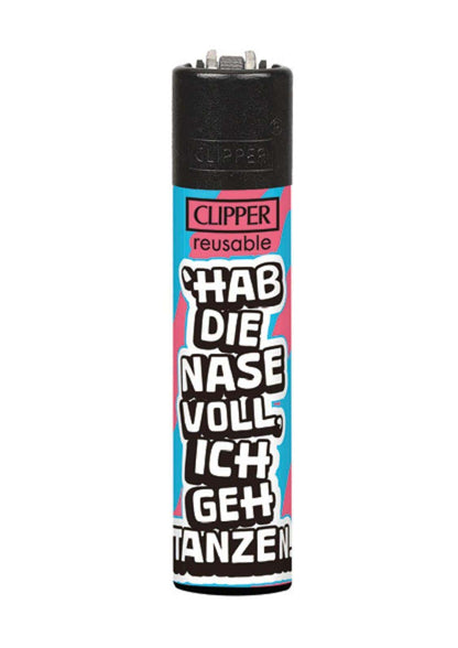 Festival clipper feuerzeug set mit vibrantem wiederverwendbarem clipper in pink blau und schwarzem gothic text
