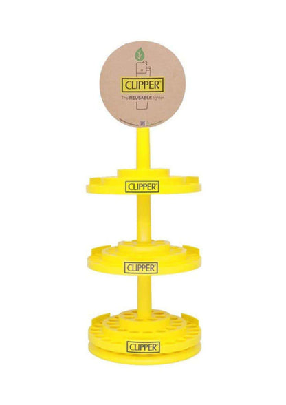 Hellgelber dreistufiger clipper feuerzeug display stand aus edelstahl für wiederverwendbare feuerzeuge