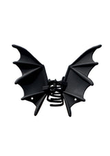 Schwarze Fledermausflügel-Haarspange mit Feder-Mechanismus und mehrlagigem Design.