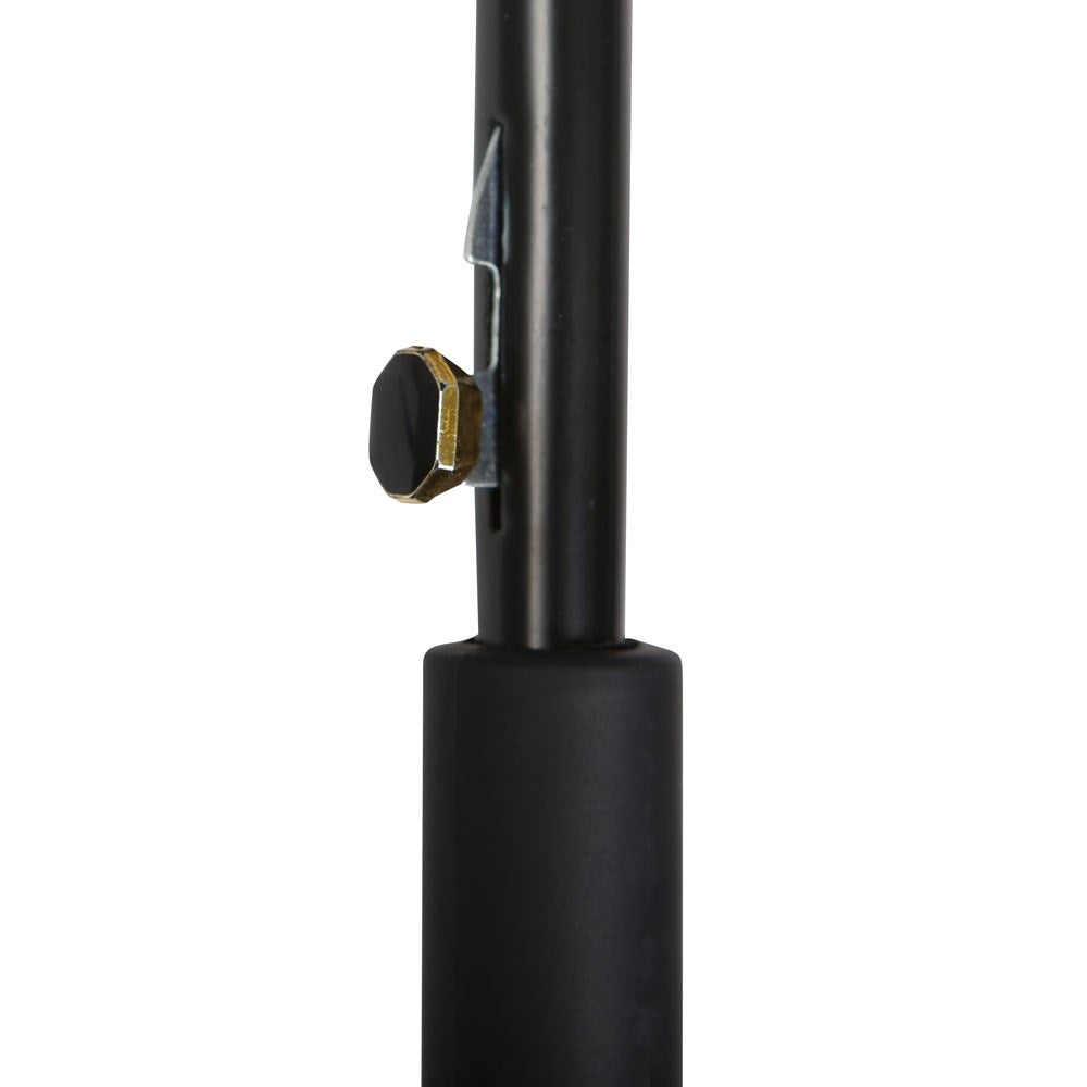 Schwarze Metallstange mit Einstellknopf.