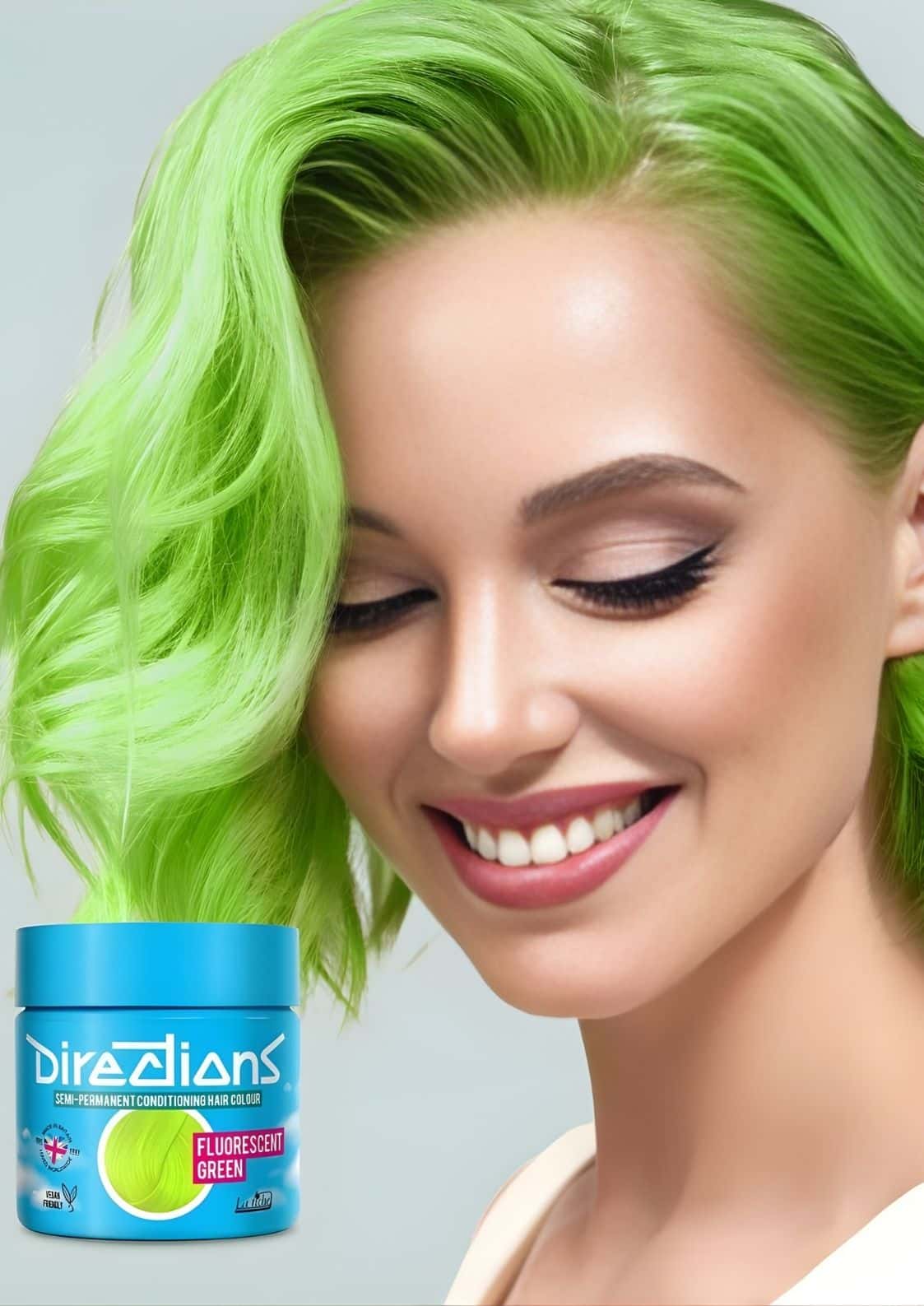 Flo green directions 100ml haartönung in blauer dose für maximale sichtbarkeit auf blondiertem haar
