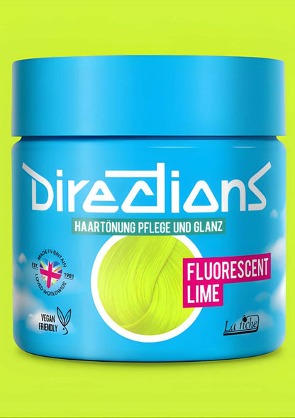 Hellblaues zylindrisches directions farben fluoreszierendes limonengrünes haarfärbemittel für semipermanente haartönung