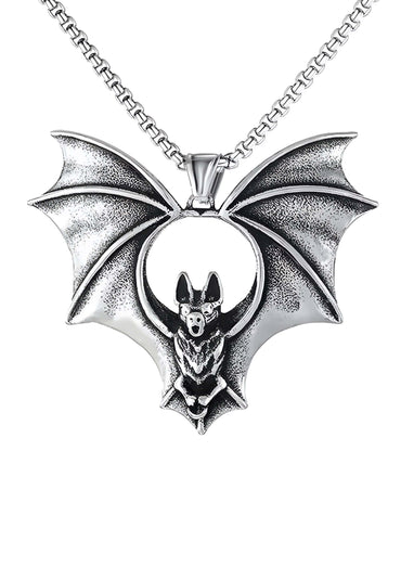 Silver flying bat small halskette mit flügeln und monddesign aus metall kleine bat anhänger