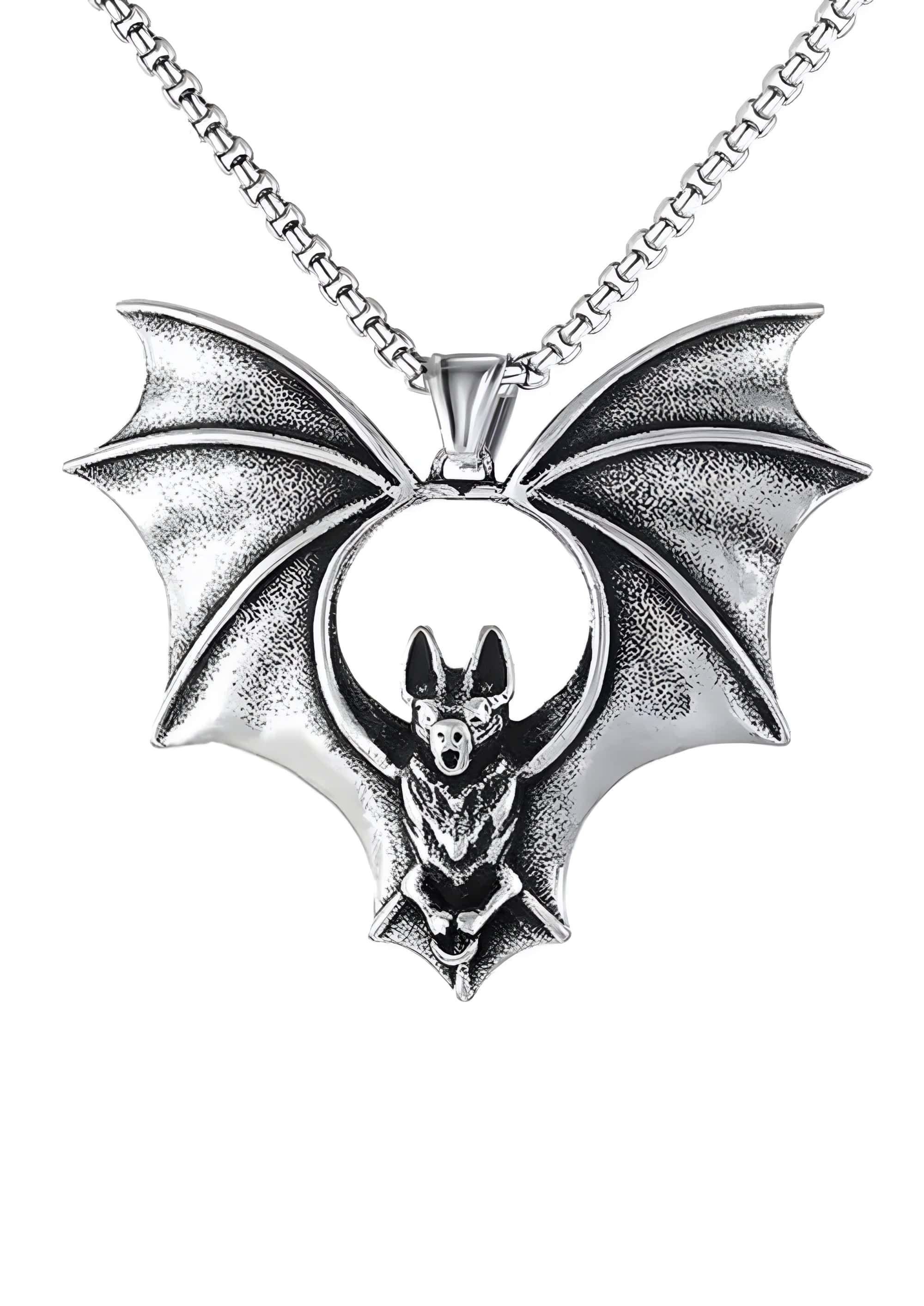 Silver flying bat small halskette mit flügeln und monddesign aus metall kleine bat anhänger