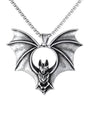 Silberne Fledermaus-Anhänger-Kette mit Flügeln und Mond-Design