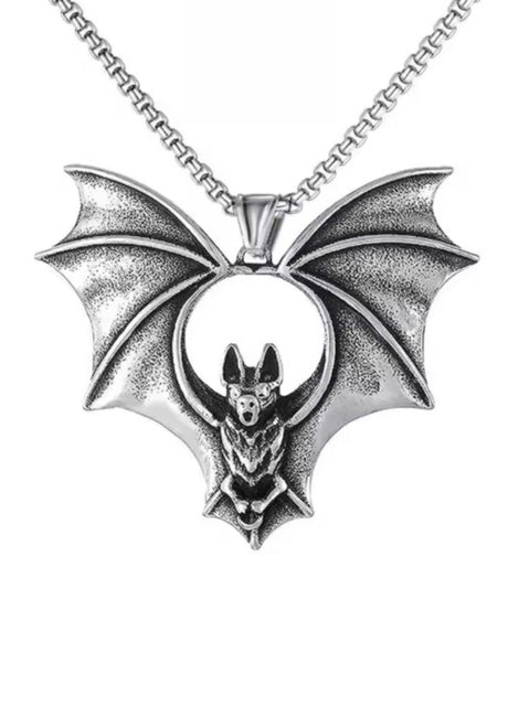 Silberfarbene Fledermaus-Anhänger-Halskette