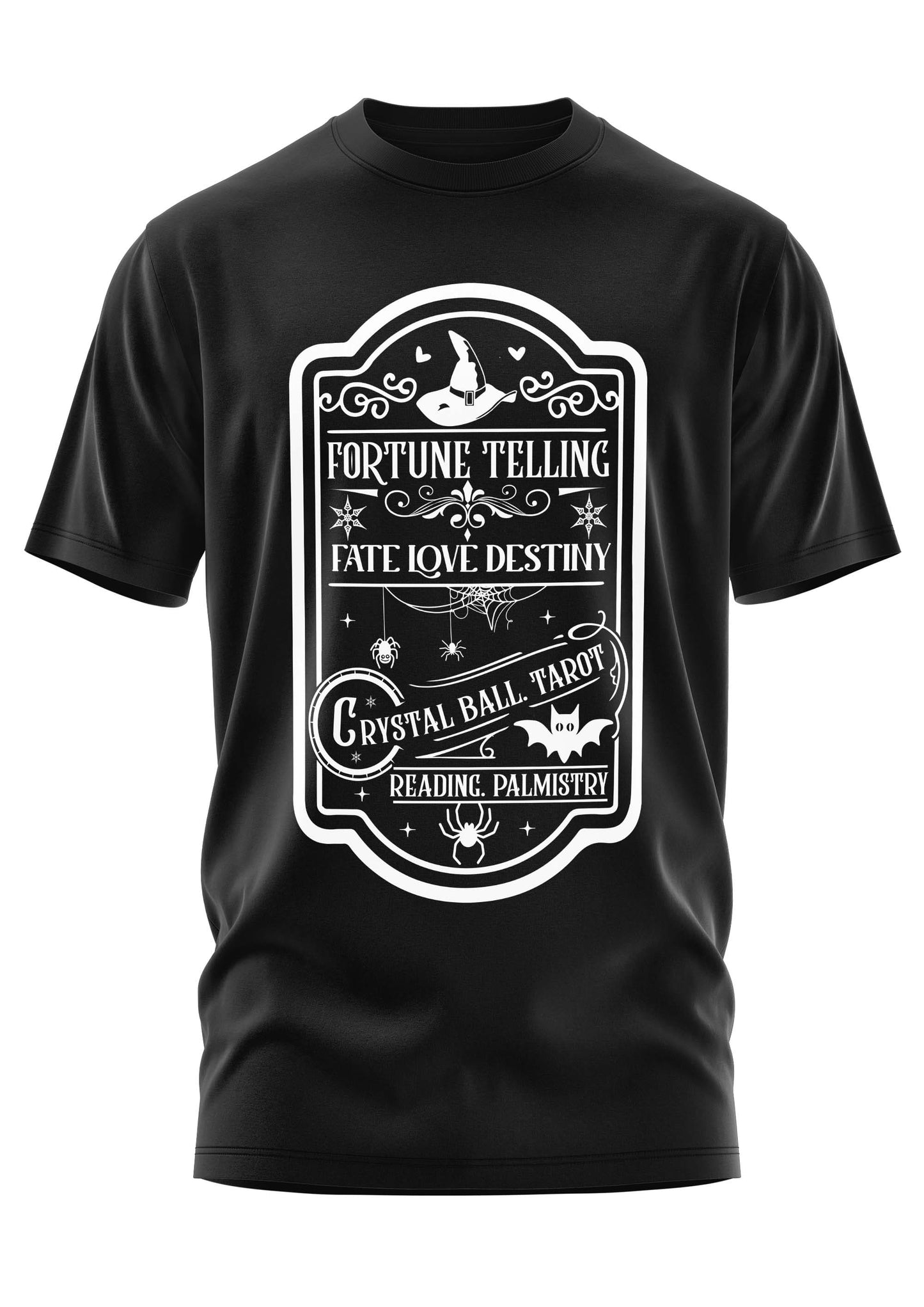 Schwarzes Gothic-T-Shirt FORTUNE TELLING mit okkultem Design