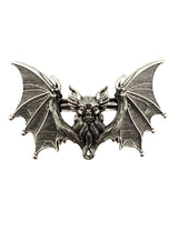 Silberner Gargoyle Bat Haarspange mit gotischen Flügeln und Bartgesicht