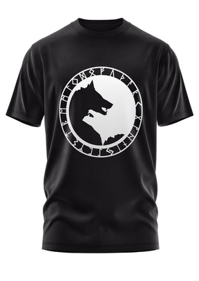 Gothic Shirt Geri und Freki Wotan mit Wolf-Runen-Motiv