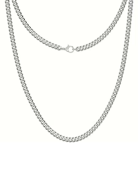 Silberkette mit Hummerverschluss und Kastenglieder-Design.