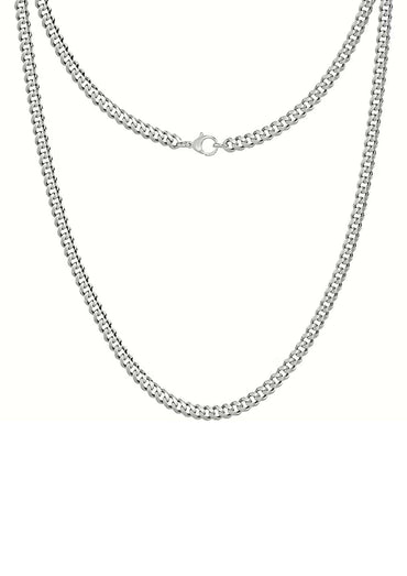 Silberne gliederkette 3mm x 60cm aus edelstahl mit boxlink design und karabinerverschluss ohne anhänger