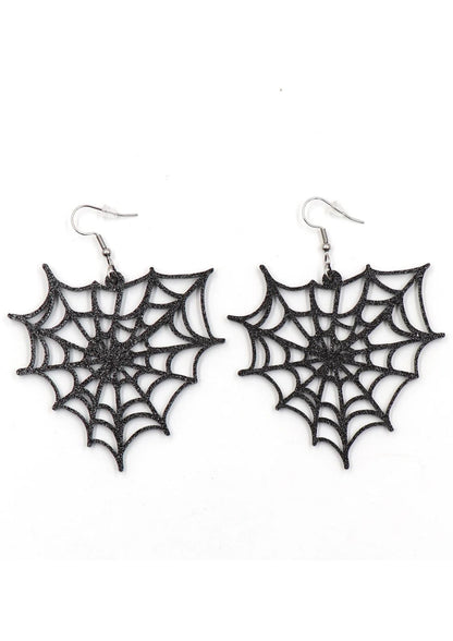 Glitzer-Web-Gothic-Ohrschmuck mit schwarzem Glitzer-Spinnennetz und silberner Metall-Fischhakenverschluss