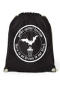 Schwarze Gym Bag mit Fledermaus-Basketball-Grafik und Goths Against Fascism