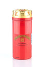 Rote Gedenkkerze mit goldener Spitze.