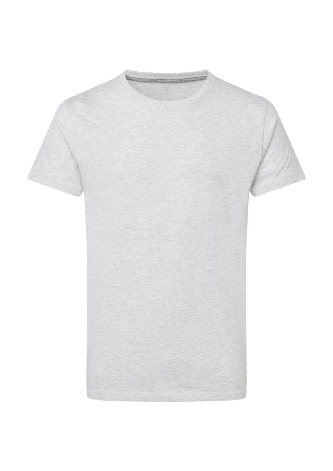 Graues kurzärmeliges T-Shirt.