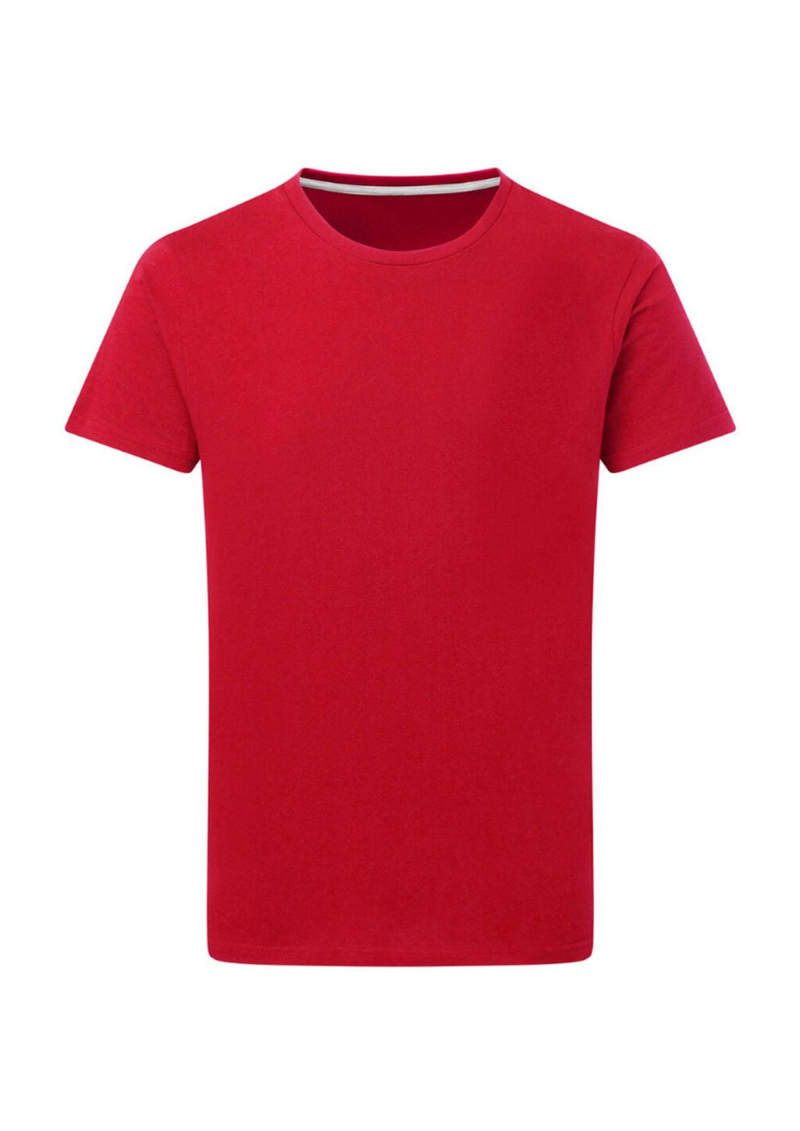 Rotes T-Shirt mit Rundhalsausschnitt.