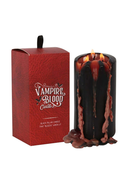 Große vampire blood pillar candle schwarze säulenkerze mit glänzendem finish und blutrot wachseffekt beim anzünden