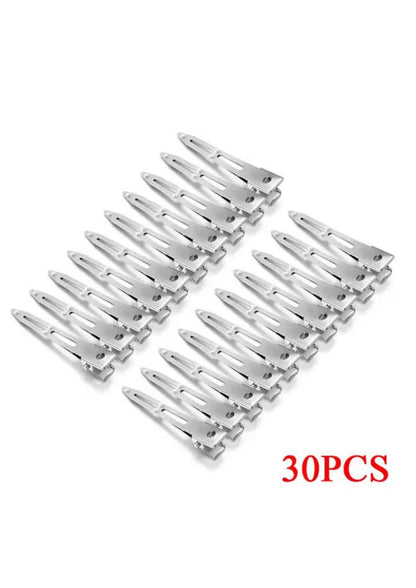 Set aus 30 silbernen metall haarspangen für präzises abteilen und glattes haar bieten starken halt