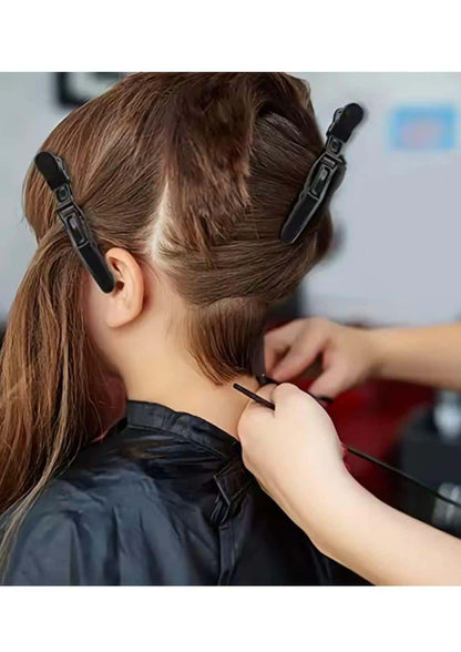Schwarze plastik haarspangen krokodilklemmen sichern braunes haar für präzises abteilen professionelles friseur zubehör langlebig