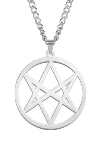Silberne hexagram halskette edelstahl mit pentagramm anhänger und forlen breite aus herkunftsland deutschland