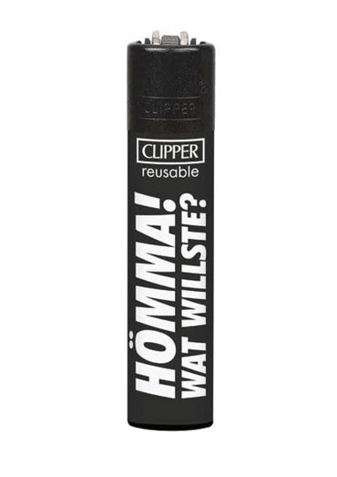 Black clipper nachfüllbares feuerzeug mit weißem text hömma wat willste ideal für gothic kleidung und horror fans