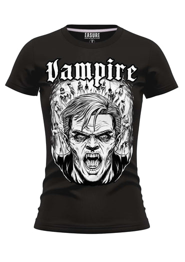 Schwarzes girlie t-shirt impaler mit weißem vampire grafikdruck aus strapazierfähigem stoff und weicher qualität