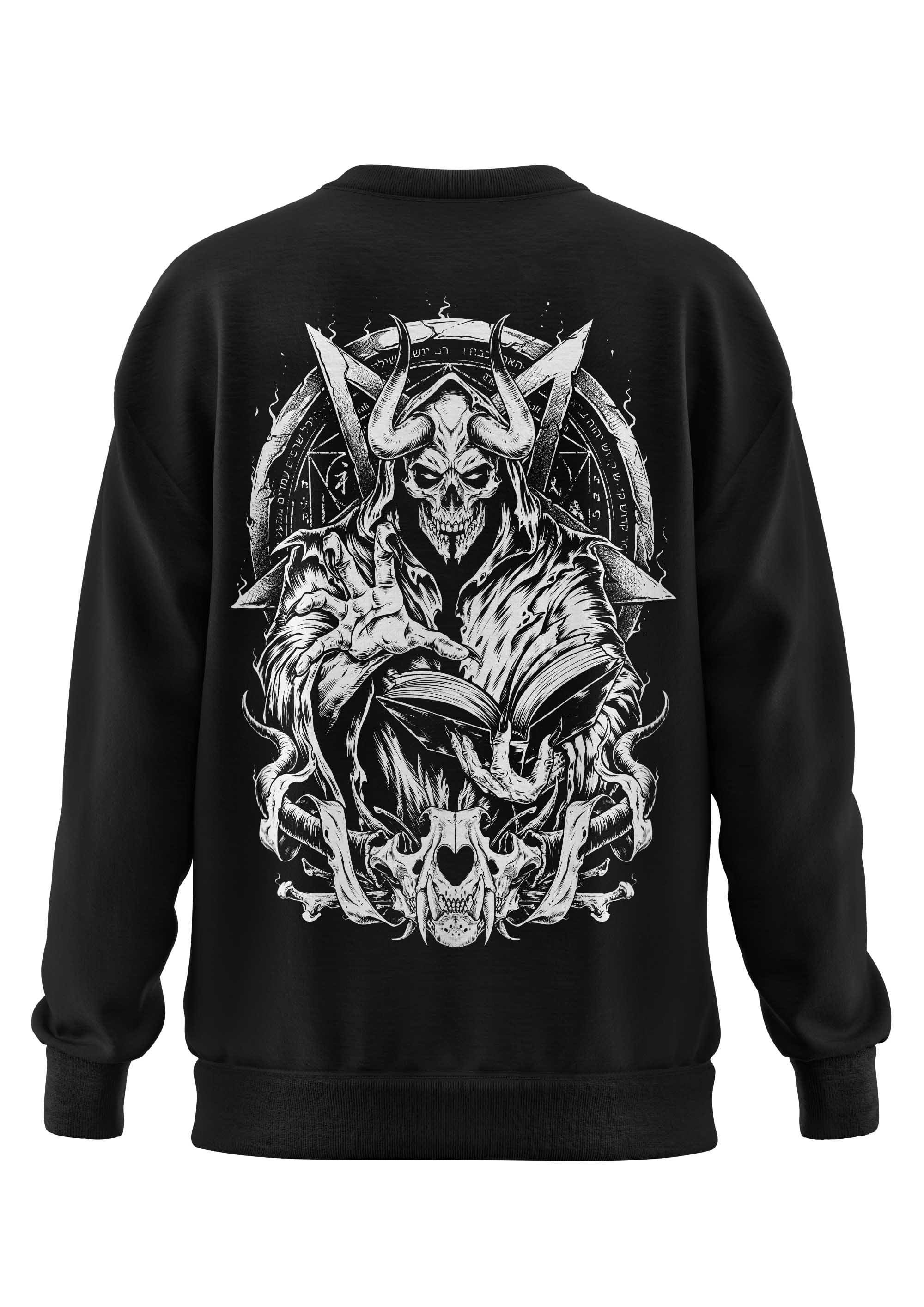 Schwerers Unisex Sweatshirt INCANATION mit Skelettmotiv und Okkultsymbolen