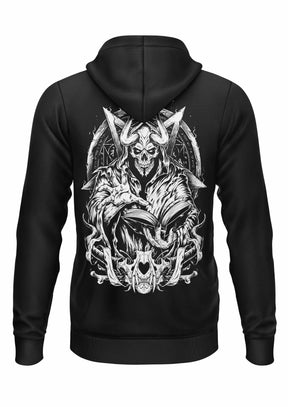 Schwarzer Gothic-Zip-Hoodie INCANATION - ZIPPER mit Skelett-Metal-Grafik