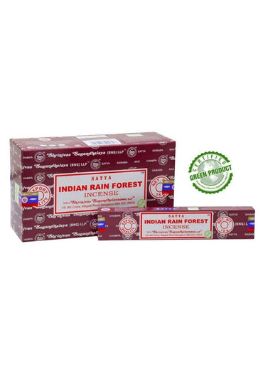 Maroon und weiße satya indian rain forest räucherstäbchen verpackung passend zu gothic kleidung und horror stil