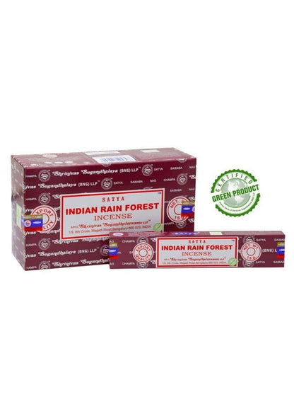 Maroon und weiße satya indian rain forest räucherstäbchen verpackung passend zu gothic kleidung und horror stil