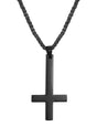 Schwarzes mattes Inverted Cross Black Pendant an geflochtener Kette