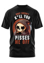 Schwarzes T-Shirt mit der Abbildung eines Sensenmannes.