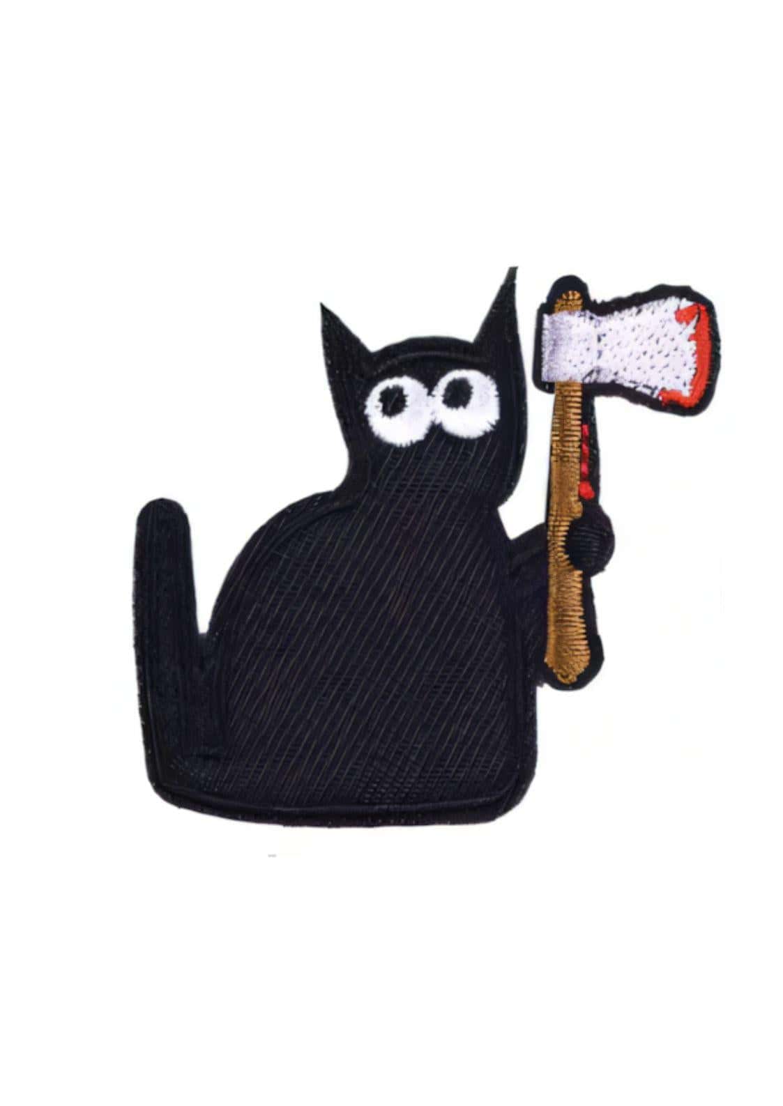 Schwarzer gothic patch killer cat mit weißem auge und axt mit rot-weißer klinge für president patch sammler