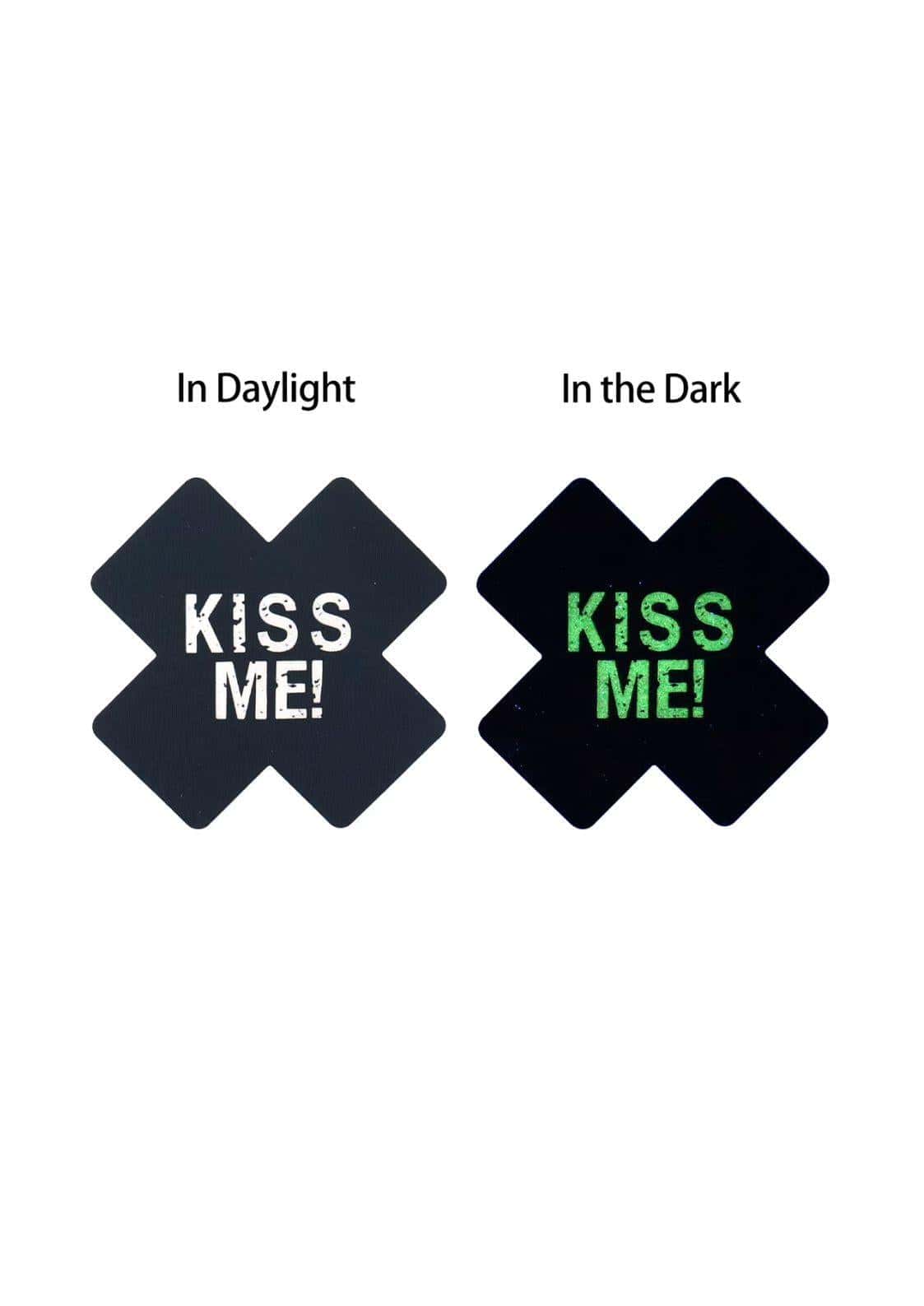 KISS ME! Glow in the Dark Schwarz - Nippel Pastie
