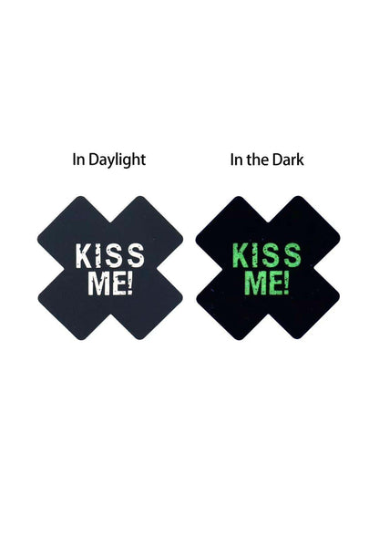 KISS ME! Glow in the Dark Schwarz - Nippel Pastie