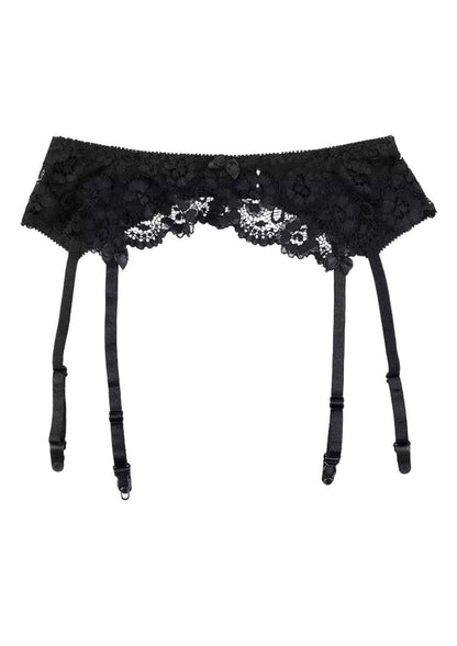 Schwarzer lace strumpfgürtel mit vier verstellbaren trägern und floralen mustern für gothic dark fashion