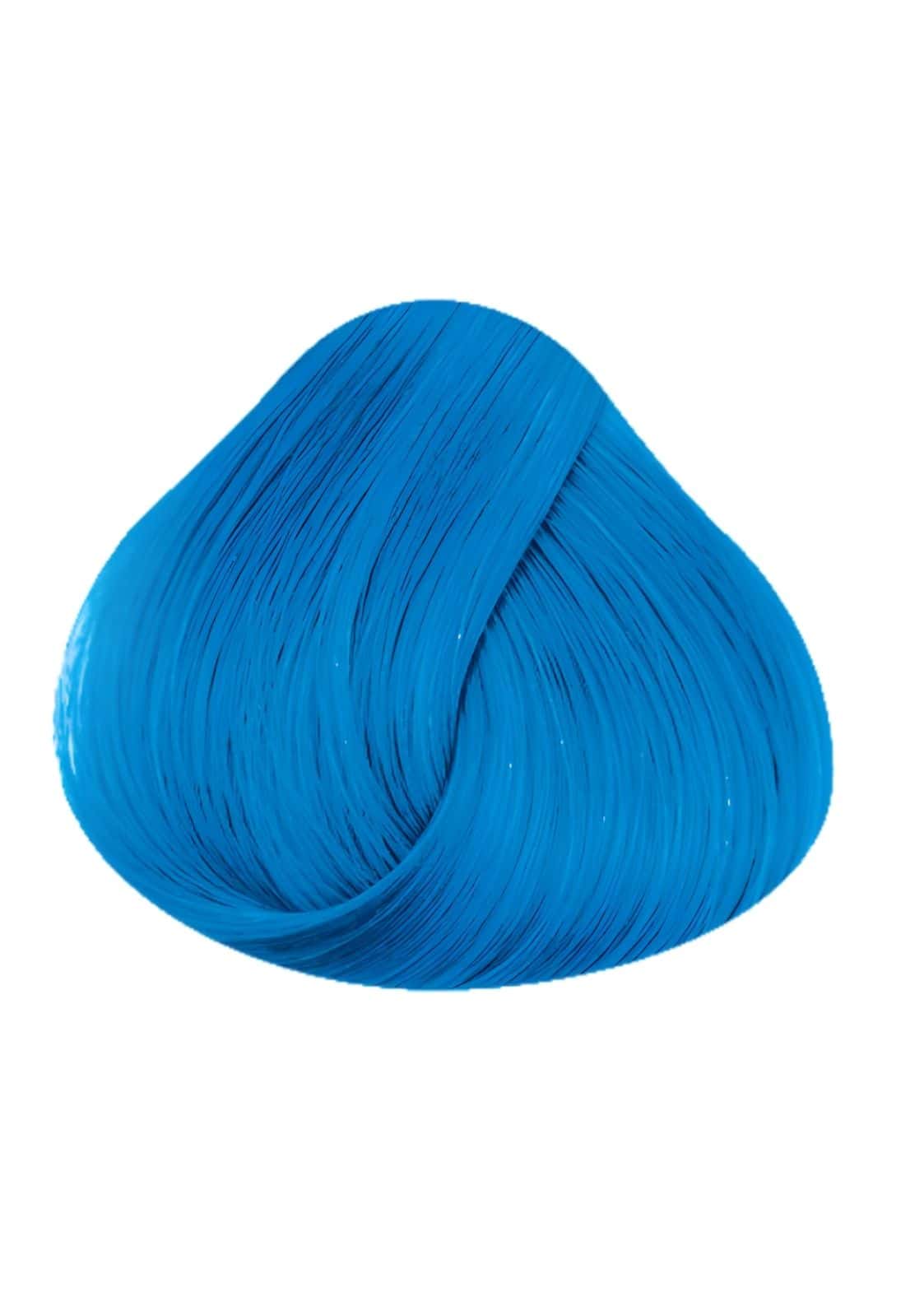 Vibranter kobaltblauer direktziehende haartönung probe in lagoon blue mit glatter glänzender textur und spitz zulaufender dreieckform