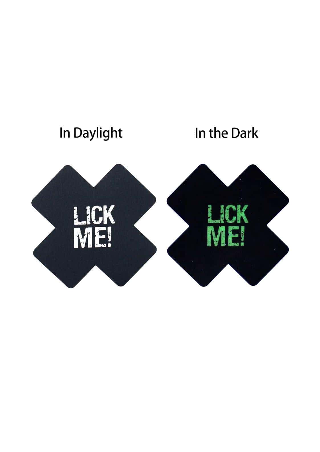 LICK ME! Glow in the Dark Schwarz - Nippel Pastie