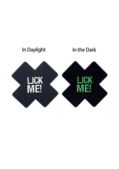 LICK ME! Glow in the Dark Schwarz - Nippel Pastie