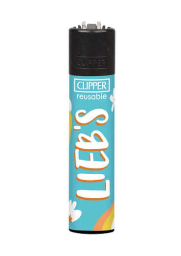 Nachfüllbares lieb’s clipper feuerzeug in türkis und weiß mit schwarzer kappe ideal für gothic und dark fashion fans
