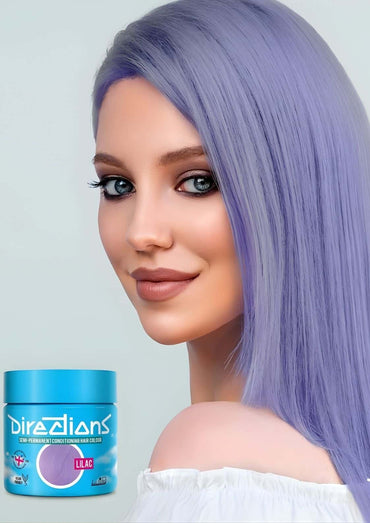 Ein leuchtend blauer topf lilac directions 100ml mit sanftes pastelllila semi-permanente haartönung