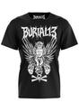 Schwarzes T-Shirt mit einer weißen Flügelgrafik.