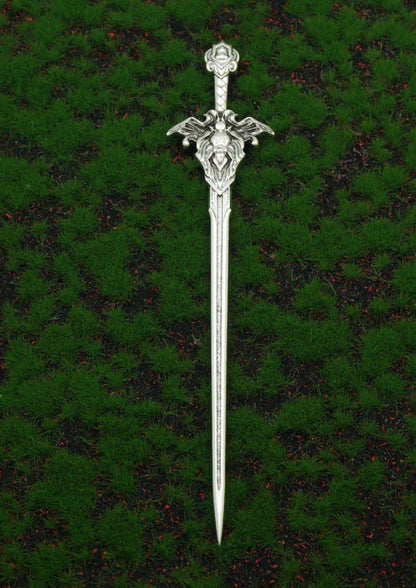 Silver fantasy lion sword haarnadel mit gothischem haarklammer design und flügeltem drachen für besondere anlässe