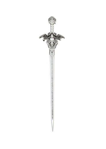 Silberne ornate lion sword haarnadel mit drachenkopf und flügeldesign für besondere anlässe im gothic haarklammer stil