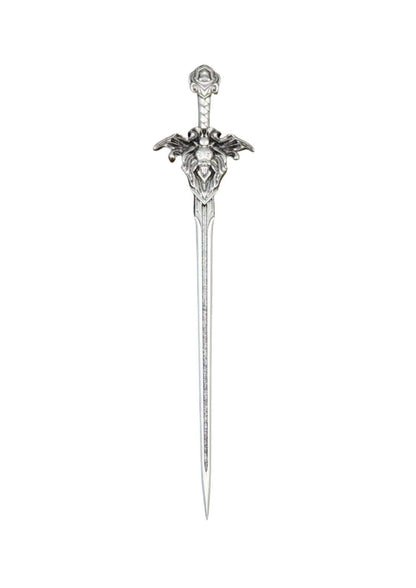 Silberne ornate lion sword haarnadel mit drachenkopf und flügeldesign für besondere anlässe im gothic haarklammer stil
