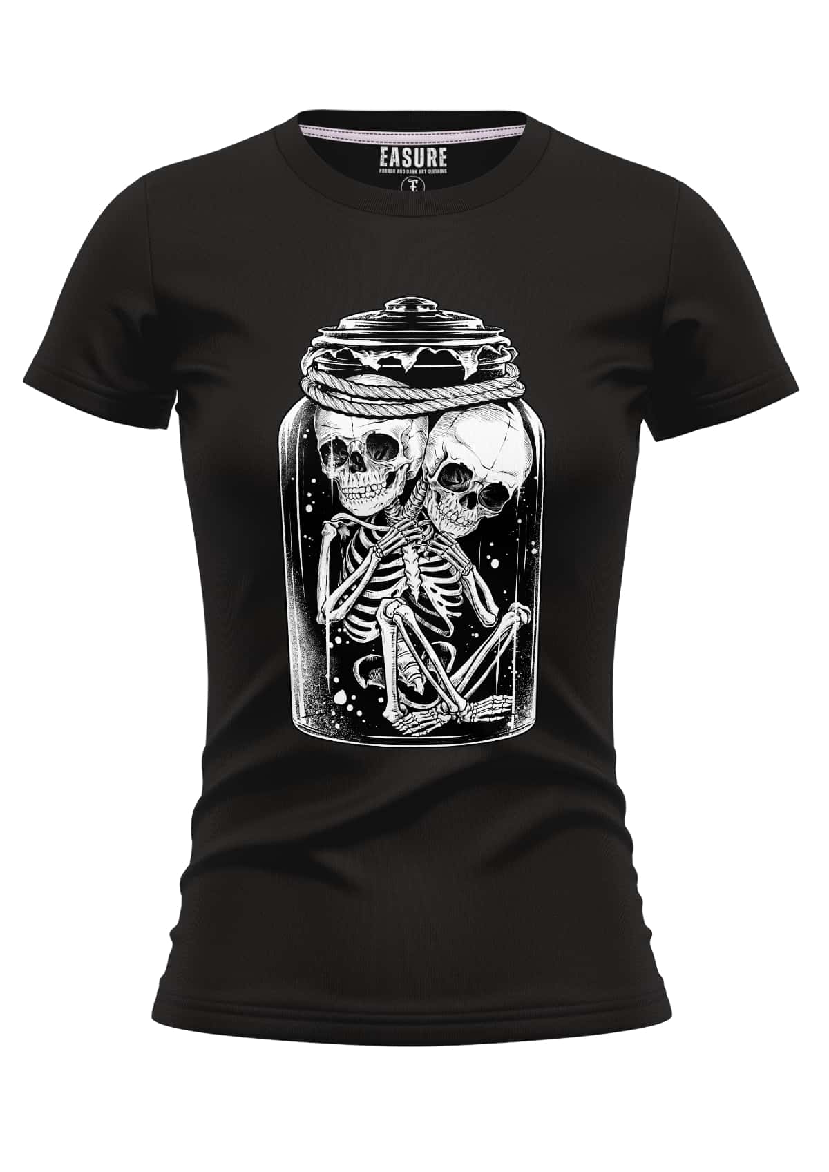 Lizzy and jill schwarzes damen t-shirt mit weißem skelett grafik im jar aus strapazierfähigem stoff und weicher qualität